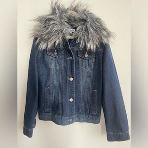 Splendid Girls' Denim Jacket with Faux Fur Collar,  size 10